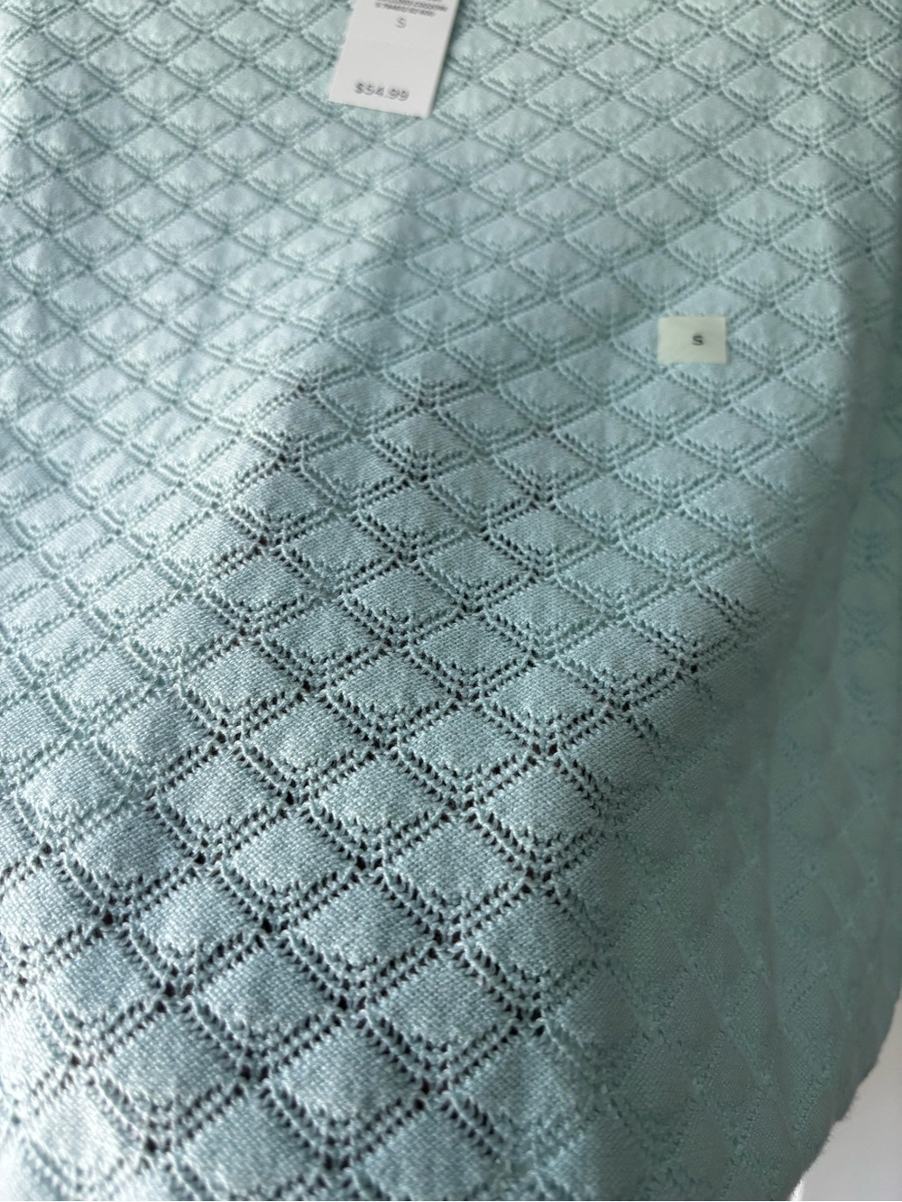 LOFT Outlet NWT Mint Green Pointelle Knit Short Sleeve Sweater Size S - Picture 3 of 4